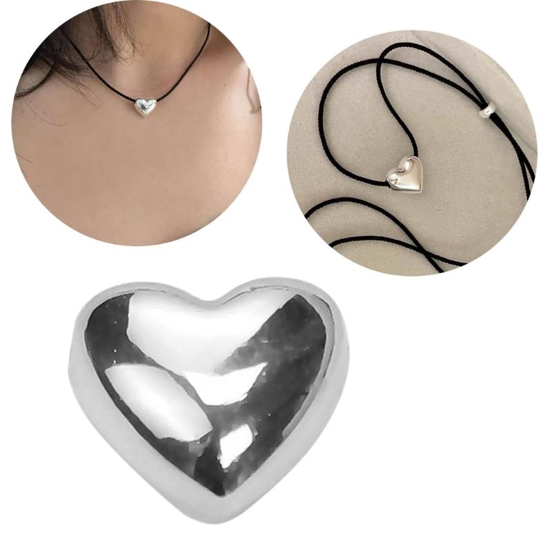 Metal Beads Big Heart Pendant 3D Heart Charm for Jewelry Making Charm DIY Gifts Bracelets Necklace Heart Bead with Hole