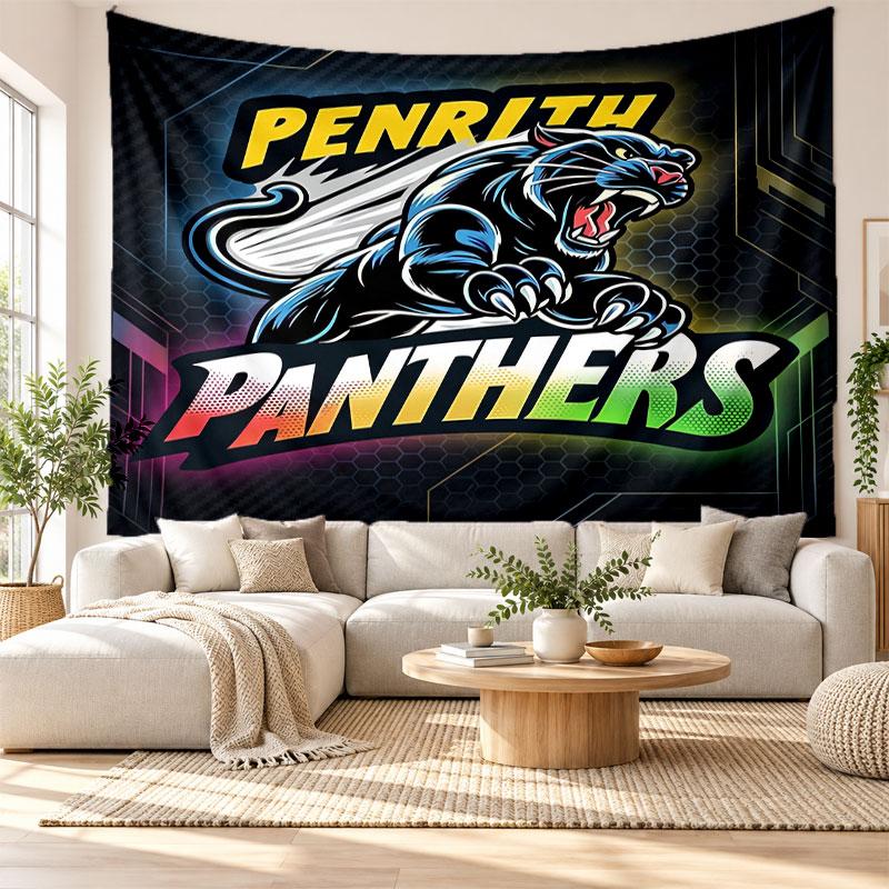 Arazzo da Parete Penrith Panthers, Appeso a Parete in Tessuto Morbido, Sfondo Decorativo per Camera da Letto, Arte da Parete per la Casa