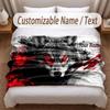 Wolf Theme Soft Blanket Personalized Custom Name Text Print Warm Blanket Home Sofa Bedroom Decor