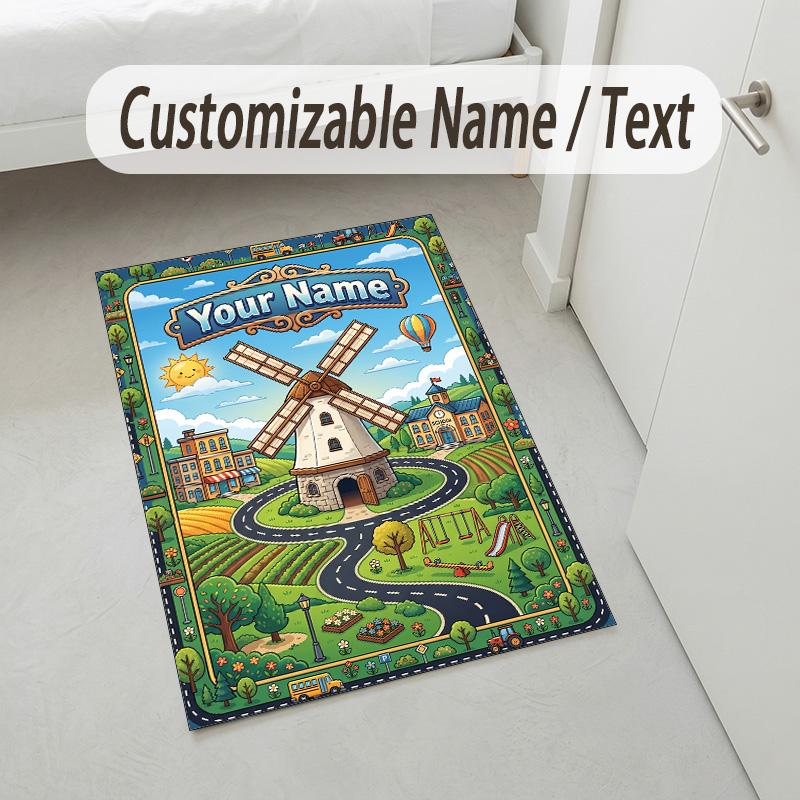 Wild Animal Safari Theme Soft Crystal Velvet Rug Custom Name & Text Print Non Slip Floor Rug for Bedroom Living Room