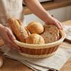 Round Handwoven Fruit Basket Plastic Large Capacity Bread Basket Breathable Vintage Woven Storage Basket Dining Table