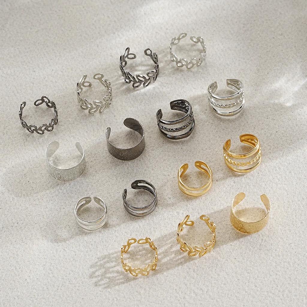 10 Pcs Leaves Clip Earrings for Women Rose Gold Color Creative Simple C Ear Cuff Non-Piercing Ear Clips Set Trend Jewelry Gift