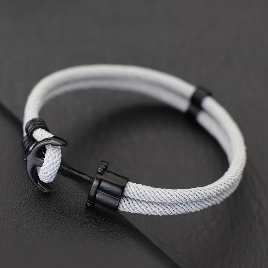 New Black Marine Anchor Bracelet For Men 4mm Bilayer Milan Rope Nautical Wrap Braclet Gifts For Him Surfing Accessories