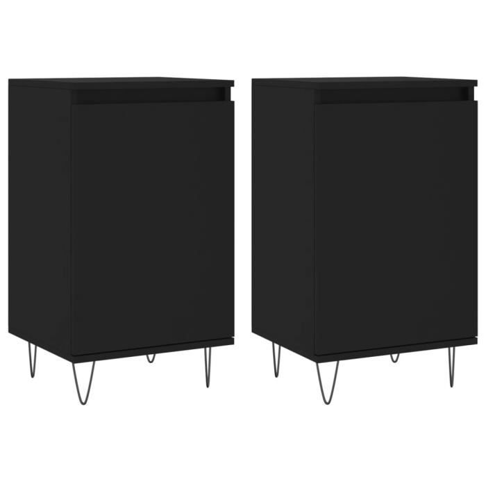 VidaXL Buffets 2 pcs noir 40x35x70 cm bois d’ingénierie 831055