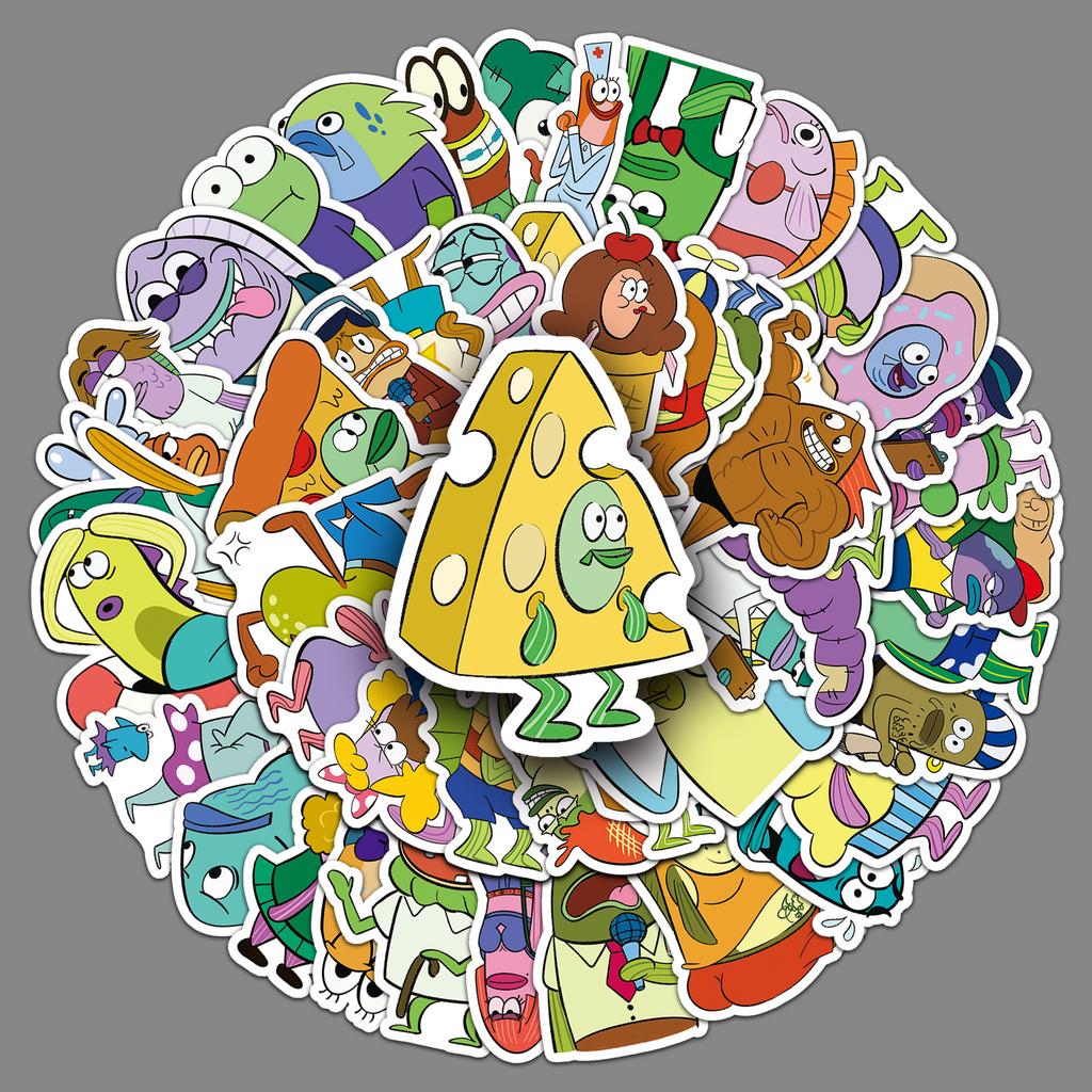 51 Hand-drawn Mermaid Cartoon Stickers Cute Cartoon Spongebob Animated Mobile Phone Case Stickers