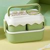 Double Layered Cartoon Lunch Box Drop-proof Compartment Lunch Box Plastic Lunch Box  Canteen