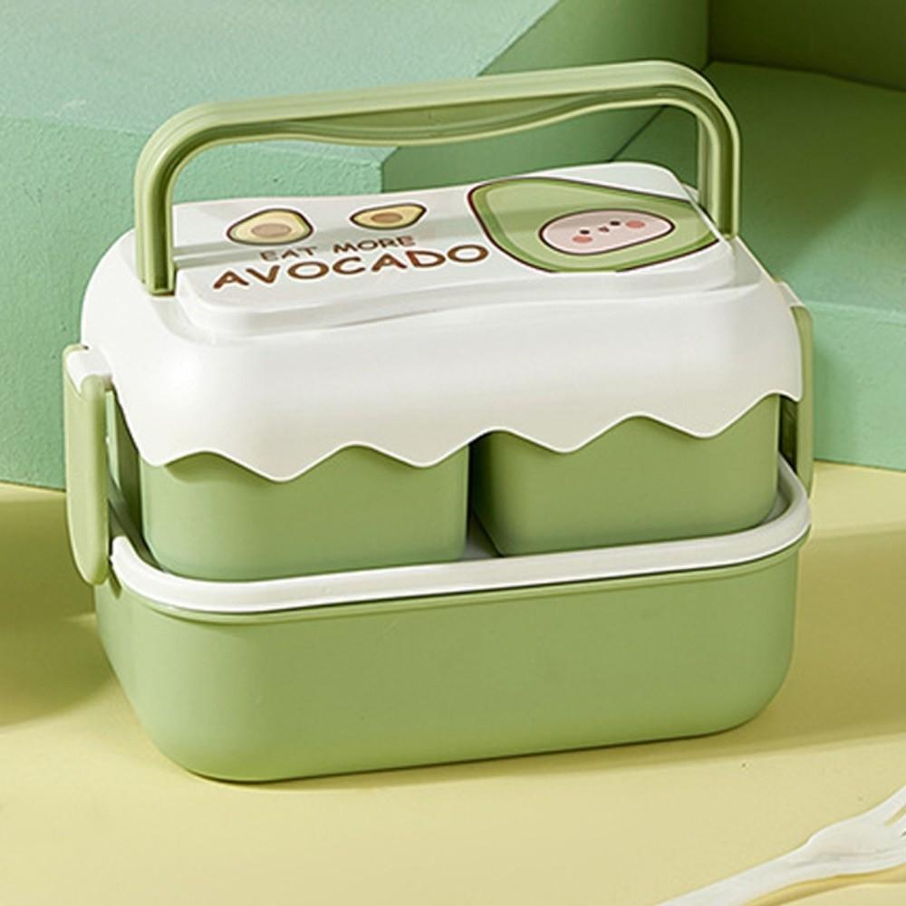 Double Layered Cartoon Lunch Box Drop-proof Compartment Lunch Box Plastic Lunch Box  Canteen