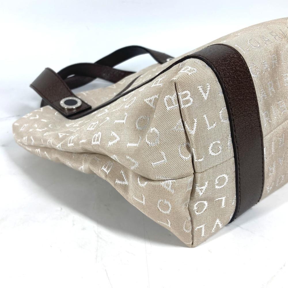 BVLGARI Bag Shoulder Bag Logo mania With porch Tote Bag Canvas/Leather Beige