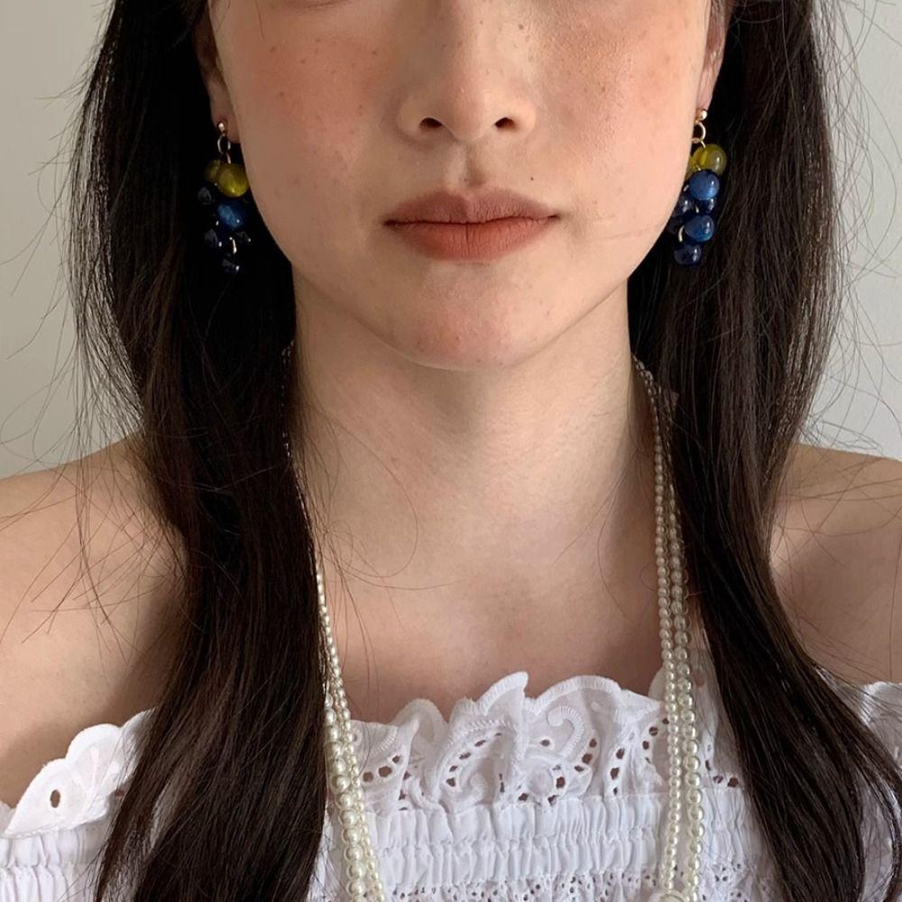 Korean Style Grape Earrings Bohemia Earrings Beads Earrings Sweet Fruit Dangle Earring  Summer