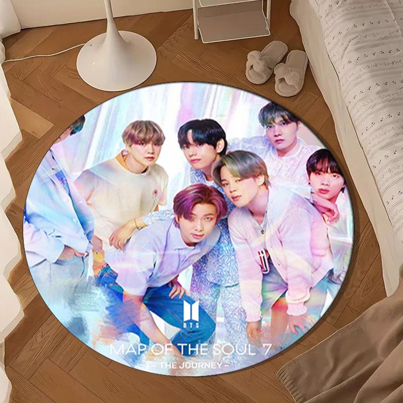 K-pop Music Group Round Rug for Livingroom,Bedroom, Palyroom, Chair Rug, Area Rug, Circle Carpet, Large Size Fan Christmas Gift