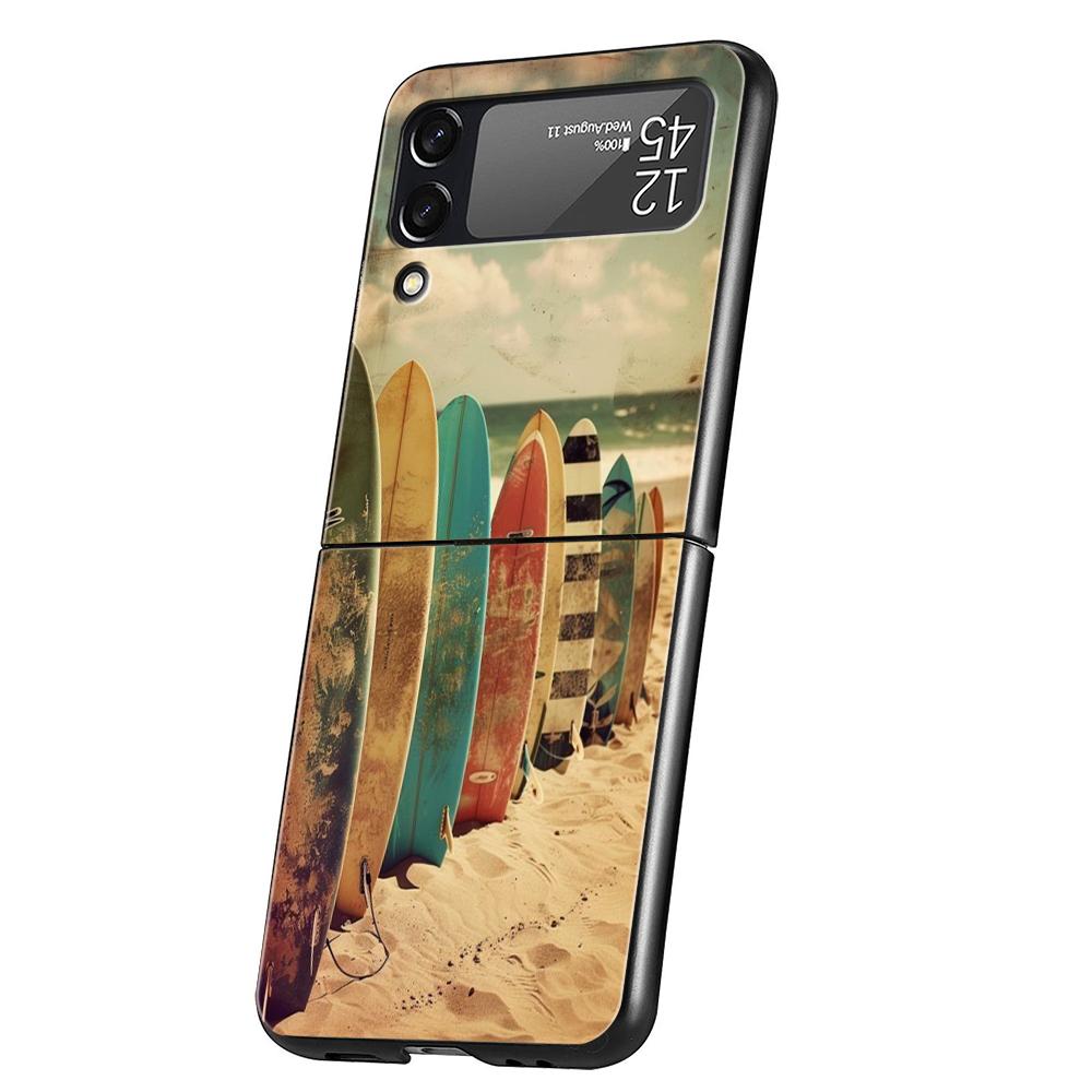 

Жесткий ПК чехол для телефона Samsung Galaxy Z Flip 7 6 5 4 Черная крышка для Galaxy Z Flip 3 Складные противоударные чехлы Летние пляжные сумки Z Flip 5