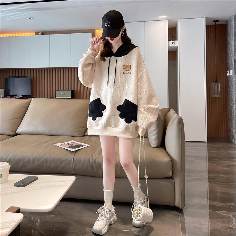 Giacca casual da donna autunno versione coreana sciolto design semplice cappotto da orso stile college abbigliamento da studente tendenza moda felpe con cappuccio y2k