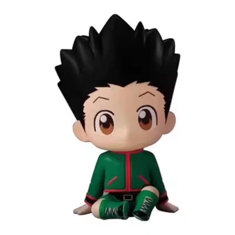 Hunter X Hunter Zestaw 4 szt. Q Siedząca Lalka Chibi Gon Killua Kurapika Leorio PVC GK Figurka Dekoracja Biurka Hobby Prezent Urodzinowy Zabawka