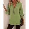 Casual V Neck Large Size Loose Women Blouse Fashion Elegant Tops Pocket Short Sleeve Simple Office Shirts Spring Solid Color Cothing