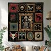 Gothic Occult Skeleton & Black Cat Tapestry Home Decoration Dark Boho Wall Hanging For Bedroom Living Room & Halloween Spaces