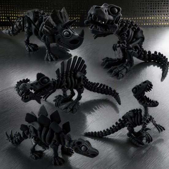 Unikalne Prezenty do Wystroju Domu 5 Szt. Ozdoba Szkieletu Dinozaura Drukowana 3D, Figurki Prehistoryczne z Ruchomymi Stawami, Kolekcjonerskie Stworzenia Realistyczne Artykulowane