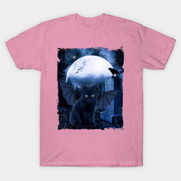 T Shirt Women Gothic Bat Cat Funny Halloween Harajuku Print Kawaii Tshirt Summer Short Sleeve Female T-Shirt Top Tee