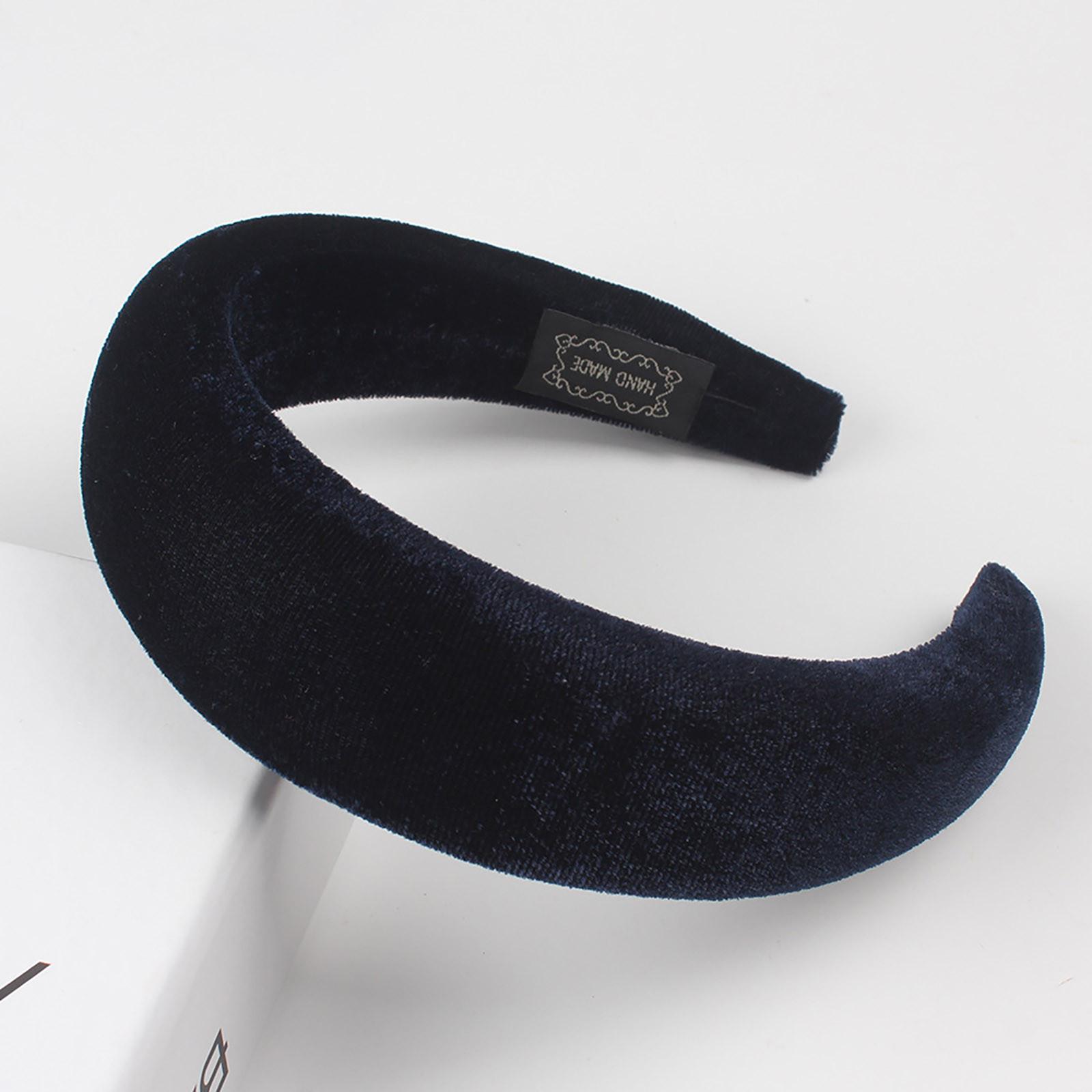 

[brisand] модная однотонная повязка для волос с губкой, женская обруч для волос, милая повязка на голову для девочек One Size темно-синий