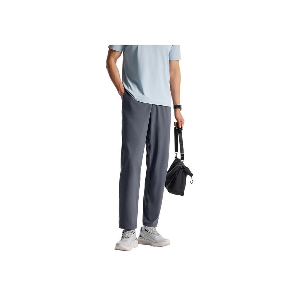 Anta Simple Solid Color Elastic Straight Leg Knitted Sports Pants Men Bottoms Gray 952527303-2