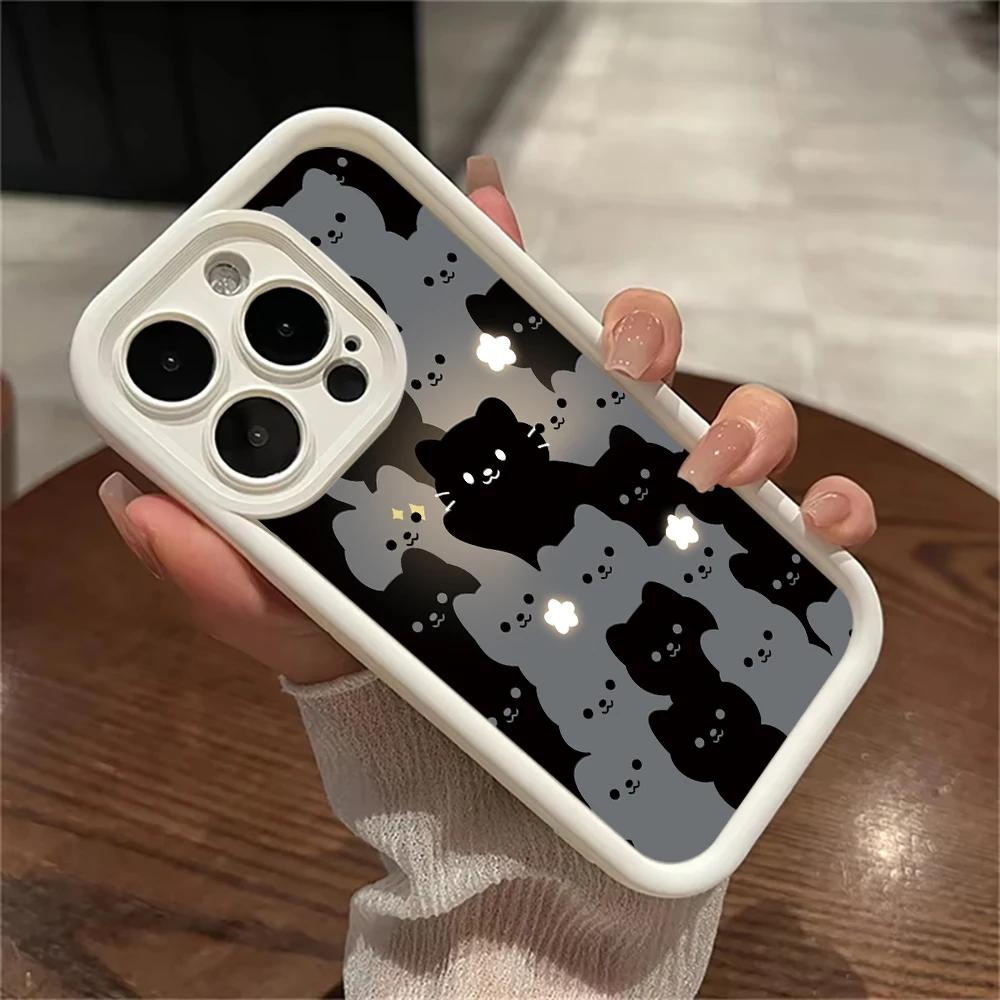 Cute Cartoon Cat Silicone Phone Case For iPhone 17 16 15 14 13 12 11 Pro Plus Max 17 Air 16 E Shockproof Soft Bumper Back Cover