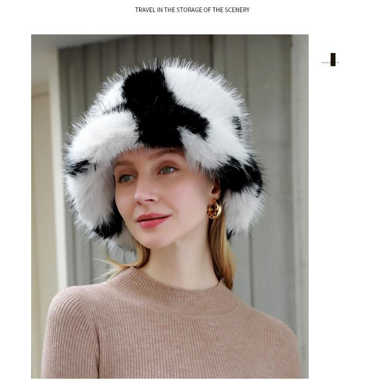 Autumn and Winter Fur Hats, Children's Zebra Patterned Fisherman Hats, Warm Plush Basin Hats