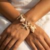 Bohemia Gold Color Metal Starfish Conch Chain Bracelet for Women Elegant Imitation Pearl Charm Bracelet Summer Beach Jewelry