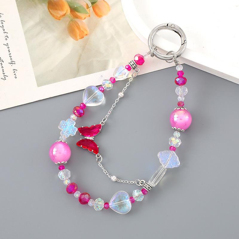 New Pearl Bow Beaded Pendant Phone Case Charm Wrist Strap Lanyard