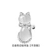 Koreanischer Stil Halskette Platinbeschichtet/Roségold Natürlicher Rosenquarz Kristall Katzenanhänger für Damen Schlüsselbein Kette