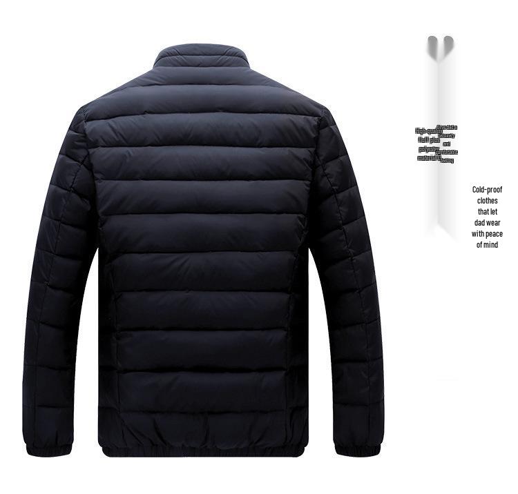Pánská lehká krátká péřová bunda pro střední věk a starší - Hrubá, hřejivá, ležérní zimní bunda