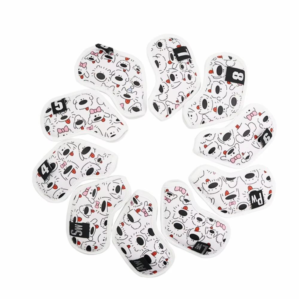 Puppy Pattern Golf Club Head Cover PU Leather Waterproof Golf Wood Headcover Cartoon Printed Driver Fairway Golf Club Protector