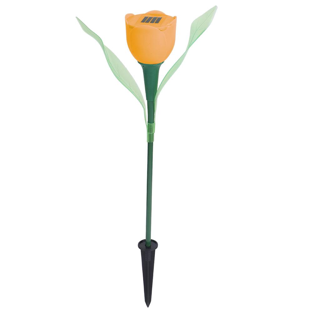 4Pcs Outdoor Solar Power Tulip LED Flower Light Waterproof Garden Lawn Lamp DecorationOrange