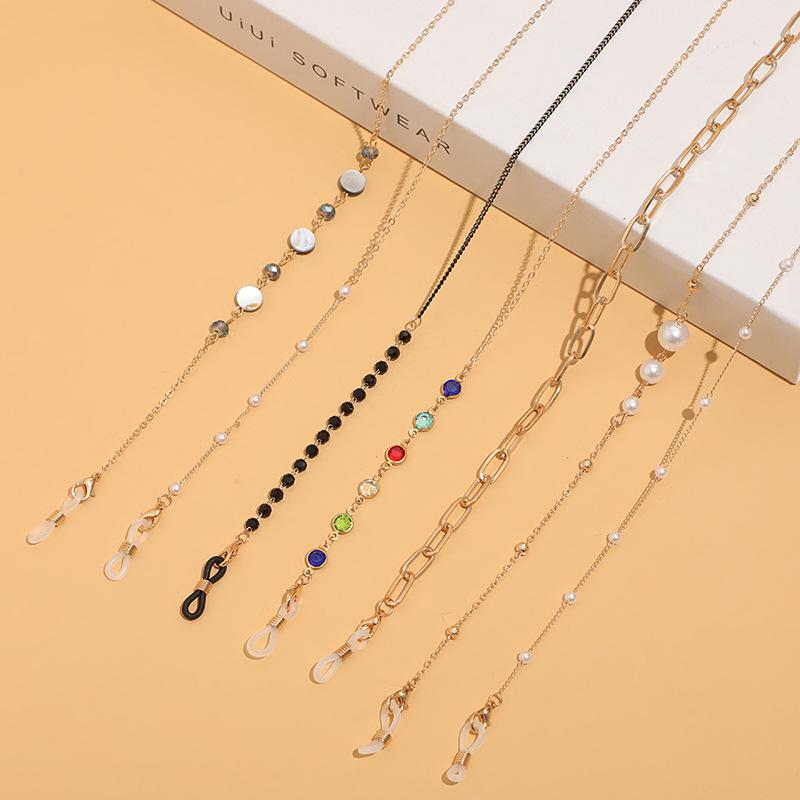 Modische Perlenmaskenketten Brillenketten Für Damen Retro Metall-Sonnenbrillen Lanyards Brillen-Kordelhalter Nackenband Dropshipping