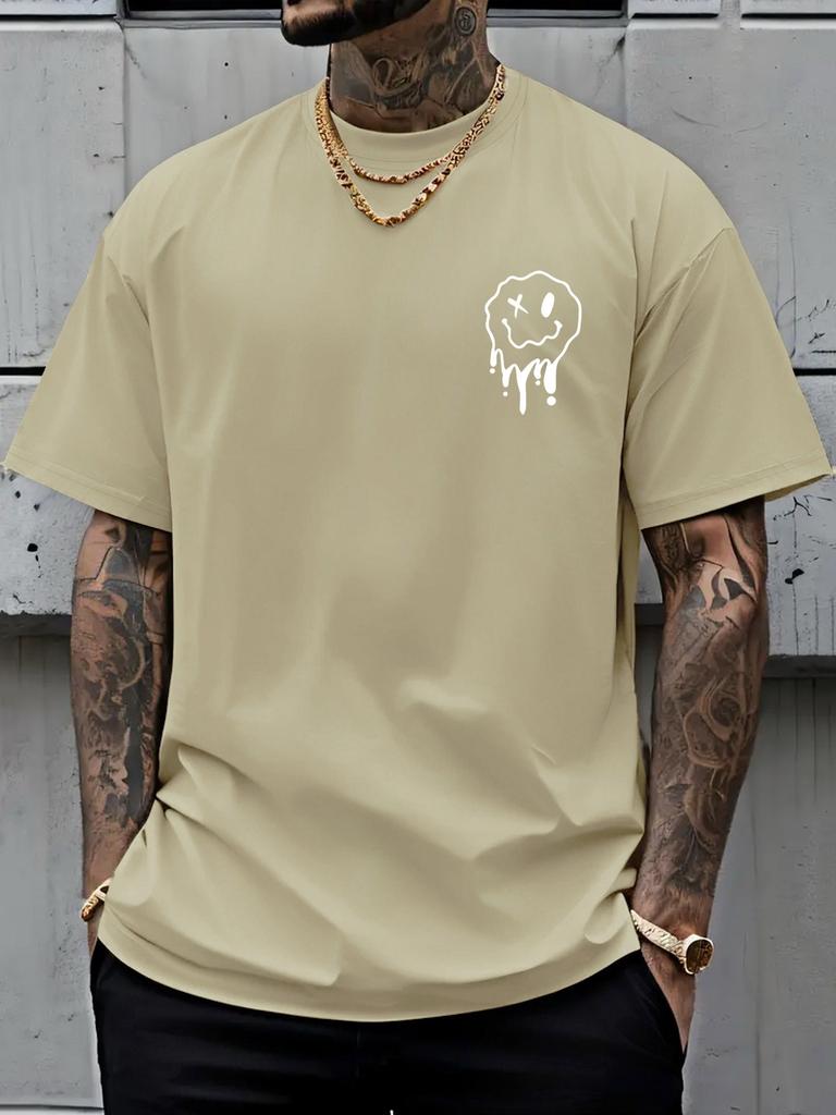 2026 Summer Bestselling Unisexs Pure Cotton Tshirt Street Casual Fashion Soft and Breathable Simple Smile Pattern Print