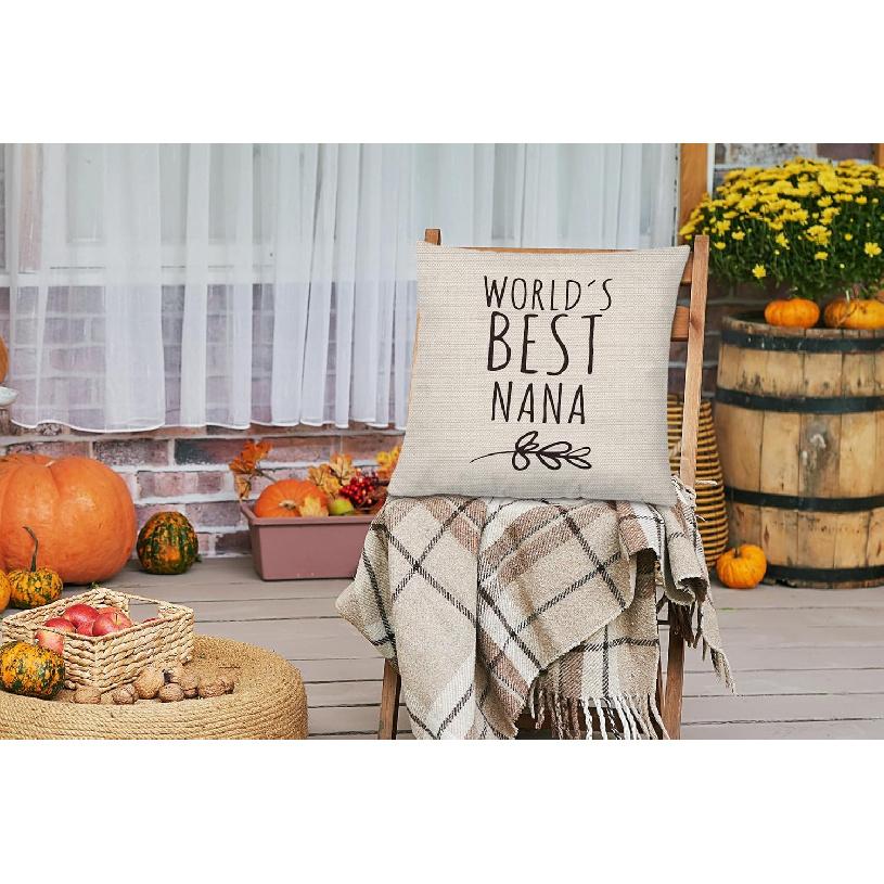 Nana Gifts Pillow Covers 18x18, Grandma Gifts for Mother's Day Birthday from Grandkids, World's Best Nana Decorative Throw Pillow Cover for Home