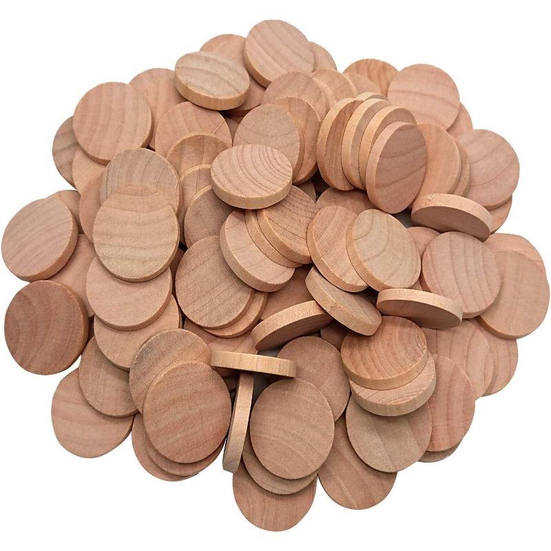 3CM Round Wood Circle for Craft Wooden Slices Thick Wood Coins Blank Wooden Bulk Wood Discs Cutout Chips for DIY Arts Projects