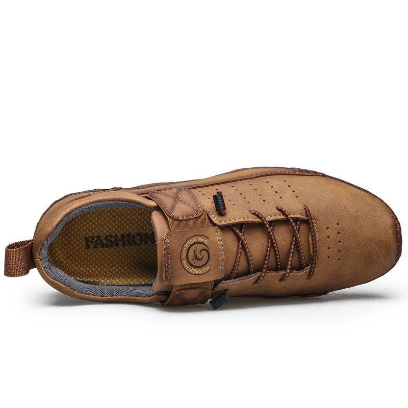 Hot Sale Men's Outdoor Leather Casual Shoes Male Breathable Sneakers Slip-On Walking Shoes For Men New Arrival Large Size
