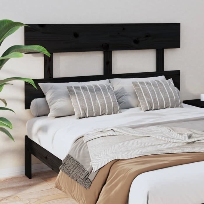 VidaXL Headboard Black 144x3x81 Cm Solid Pine Wood 819074