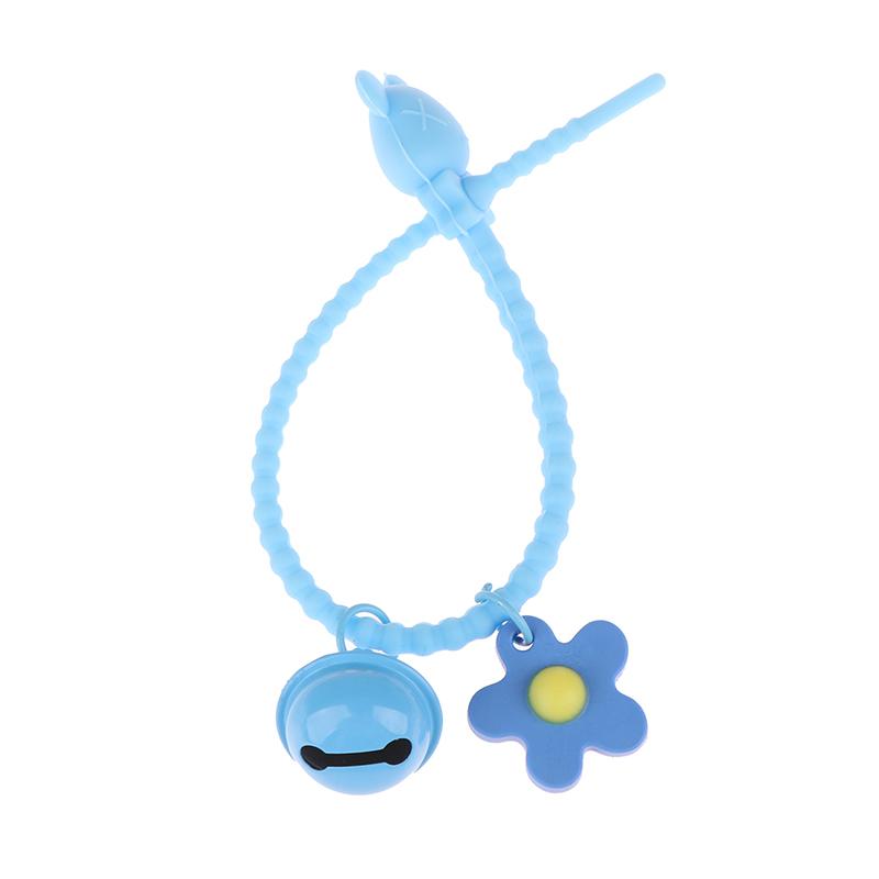 1Pc Sweet Candy Color Bear Head Bell Keychain Silicone Floral Keyring For Girls Bag Pendant Car Key Ring Backpack Decoration