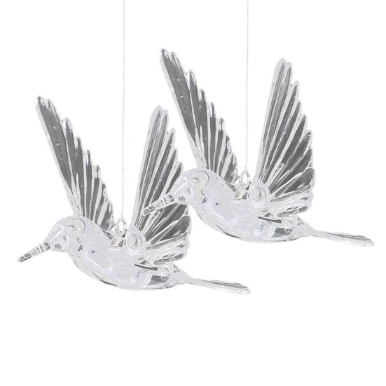 Hummingbird Hanging Ornaments Transparent Flying Birds with Hooks for Ceiling Decor Wedding Christmas Party Supplies