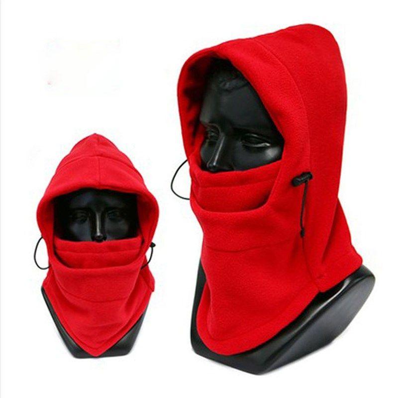 

Men s Winter Velvet Hat Warm Hairy Snow Cap with Mask Fashio RED