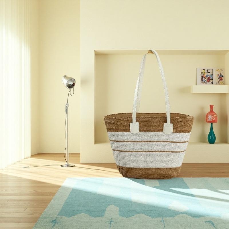 Strohtasche Damen Sommerwind neu Strand Meerseite Outdoor Urlaub Großraum Schultertasche
