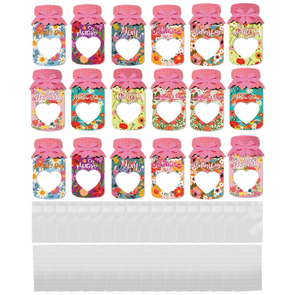 

Mothers Day Card 18 Pieces Postcards With Snack Bags Hollow Heart Pattern Jar Shape Mother s Day Exchange Card For Appreciation