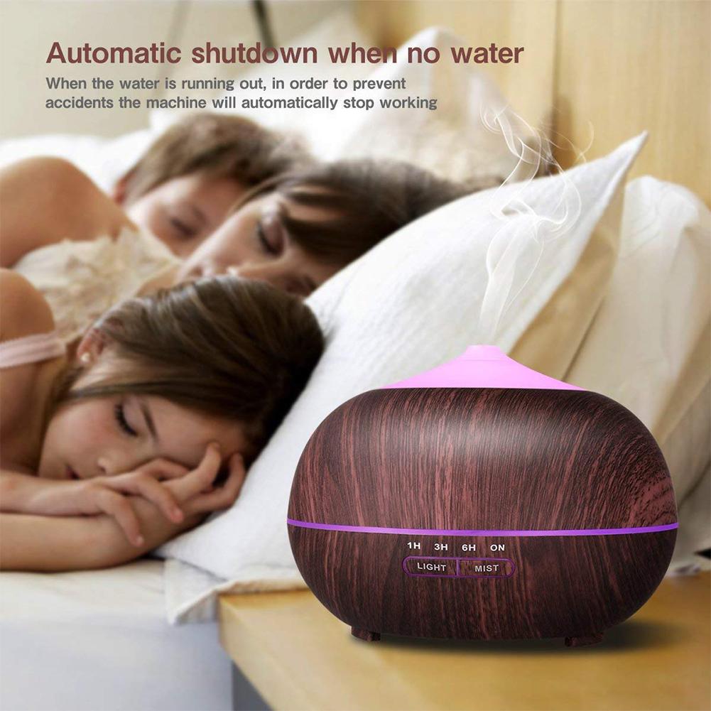 300ML Wood Grain Essential Oil Diffusers Ultrasonic Humidifier Portable Aromatherapy Diffuser with 7 Colors LED Light Air Purifiers