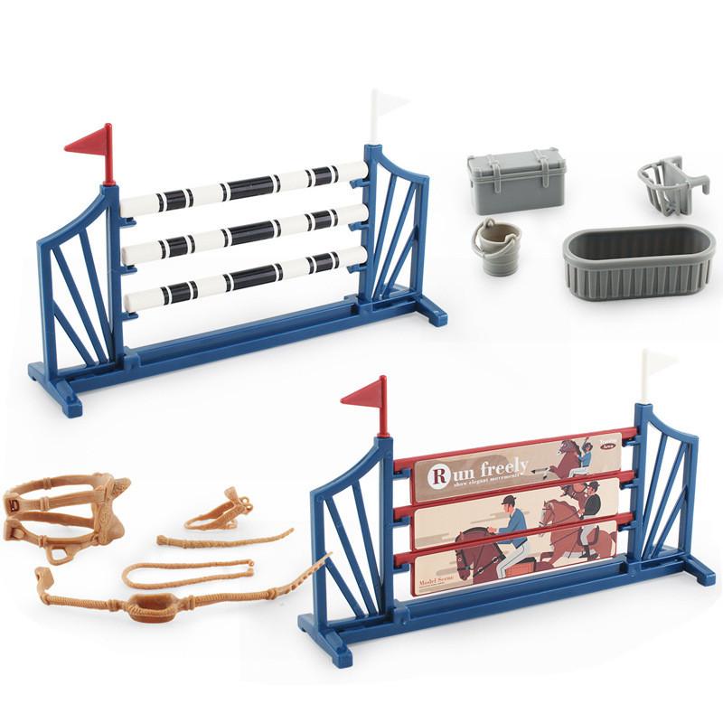 Charming Farmyard Plastic Decor Set Realistic Saddle Barn Pavilion Fence Models