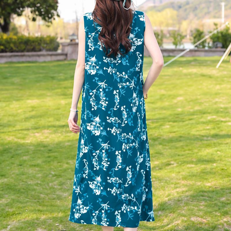 Plus Size Women's Elegant Dresses Loose Summer Sleeveless Dress Female Vintage Clothes