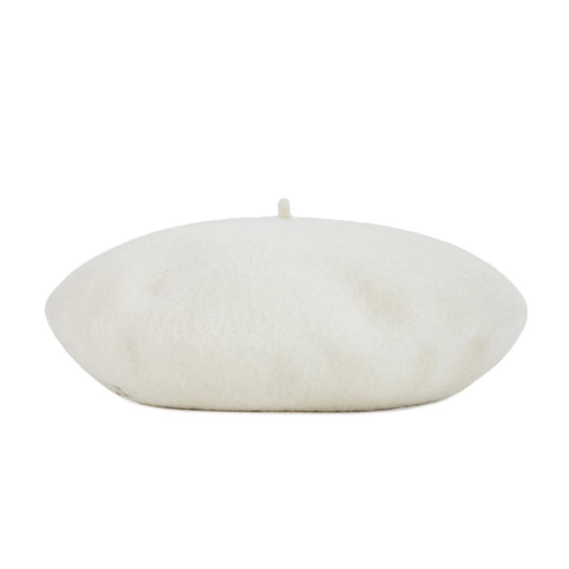 VARZAR Cursive Logo Wool Beret Ivory