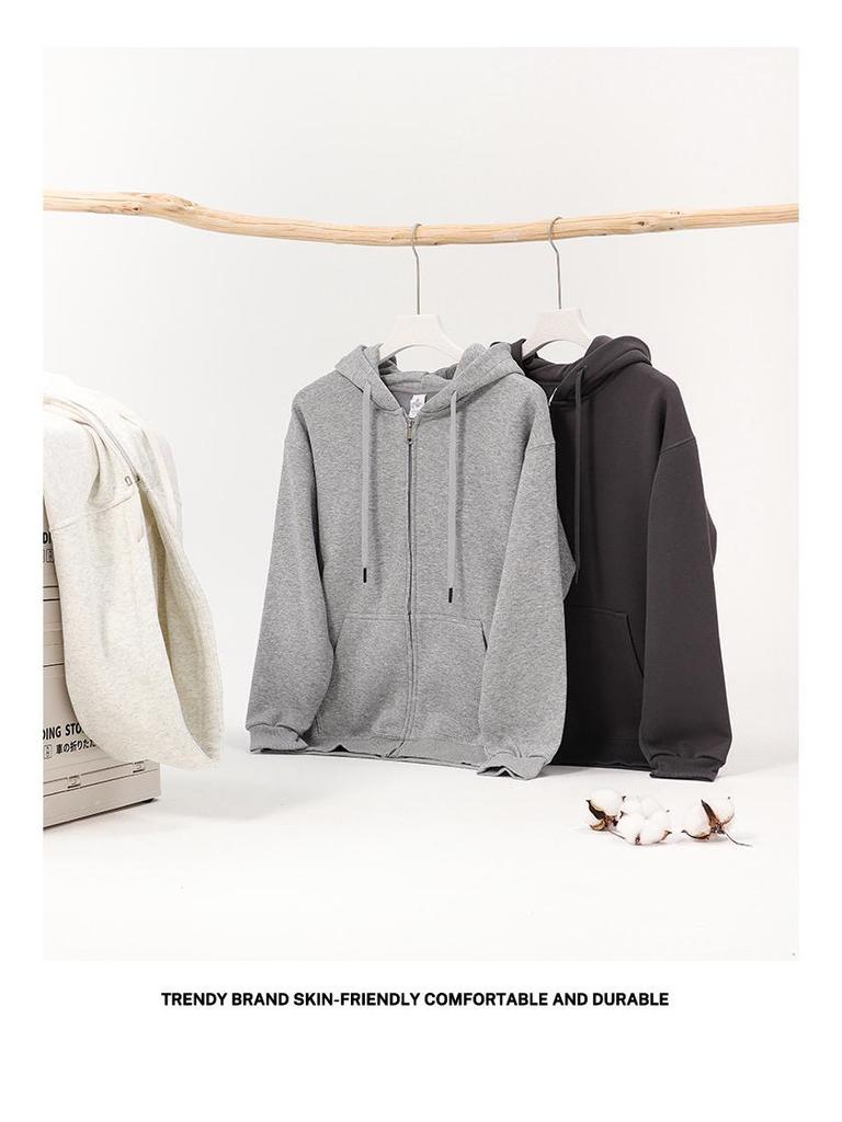 Unisex Retro Oversize Reißverschluss Hoodie, Mit Samt gefüttert, Herbst/Winter Sportbekleidung Cardigan