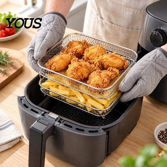 High Temperature Resistant Racks Stackable Air Fryer Rack, 304 Stainless Steel Multi-Layer Grill Stand with Fine Home Kitchen Essentials