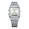 Casio AQ-230A-7A Silver Analog-Digital Watch, Silver Bracelet