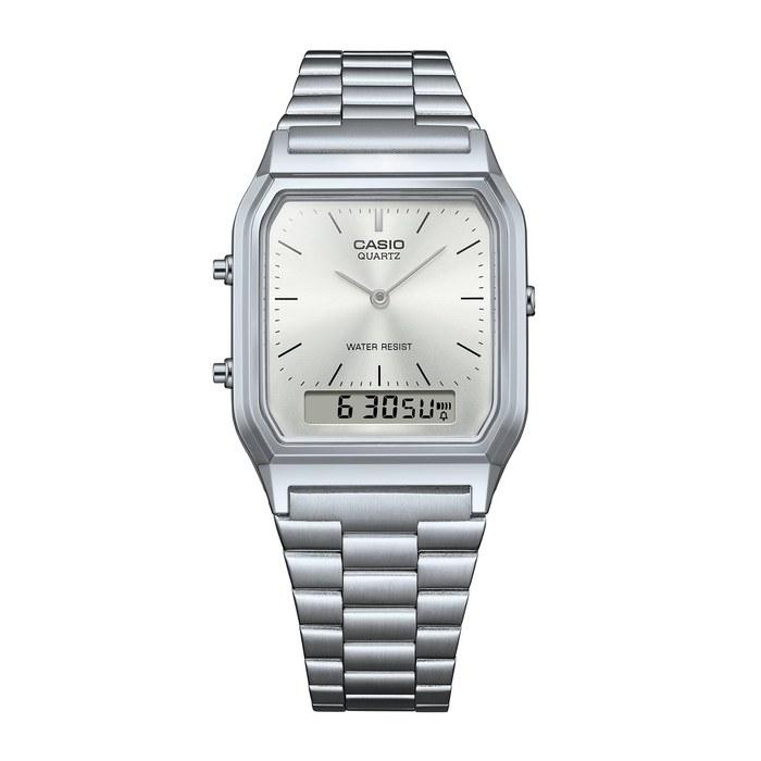 Casio AQ-230A-7A Silver Analog-Digital Watch, Silver Bracelet